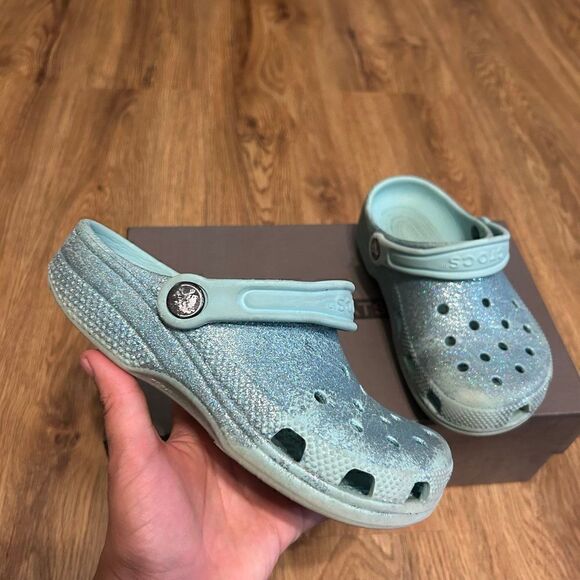 Crocs glittered clogs mules sandals shoes J1 - Picture 2 of 6